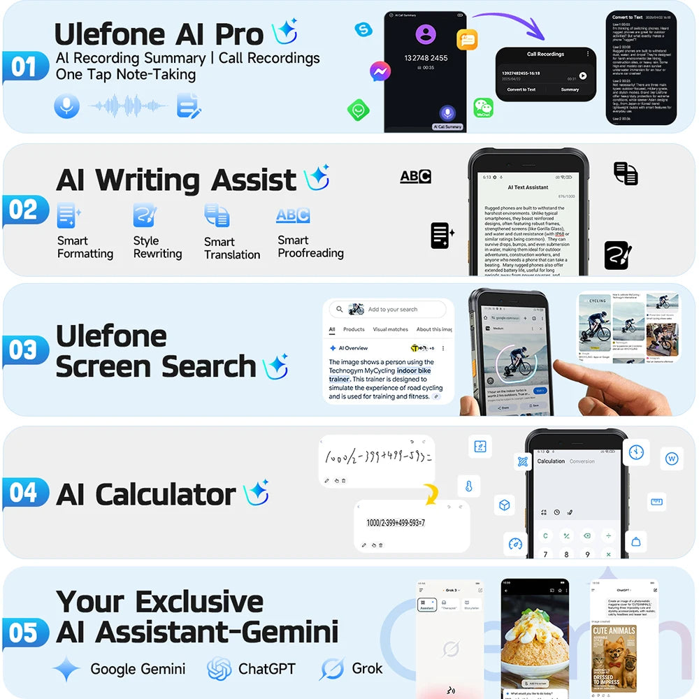 Ulefone RugKing 4G Rugged Smartphone Android 15 Waterproof 5.99 Inch 8+256GB Mobile Phone 9600mAh 50MP Main Camera Cellphone NFC