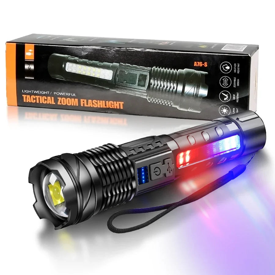 9900LM Powerful LED Flashlight Battery Display USB Rechargeable Light Telescopic Zoom Torch Lamp Outdoor Camping Fishing Lantern