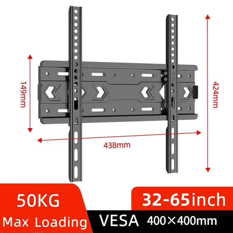 Universal TV Bracket Wall Mount Fixed TV Stand for Most 32-65 in -Tilted ±15° tv Monitor Holder VESA 400 x 400mm, load 45kg