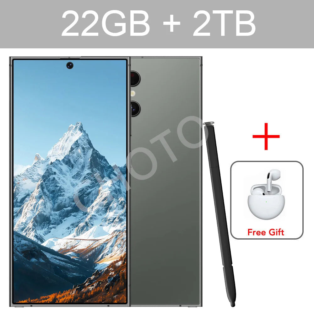 Screen Protector For SMS 25 Ultra Mobile Phones 22GB+2TB Cell Phone Tempered Glass Film For Android Smartphone 7.3''HD Cellphone