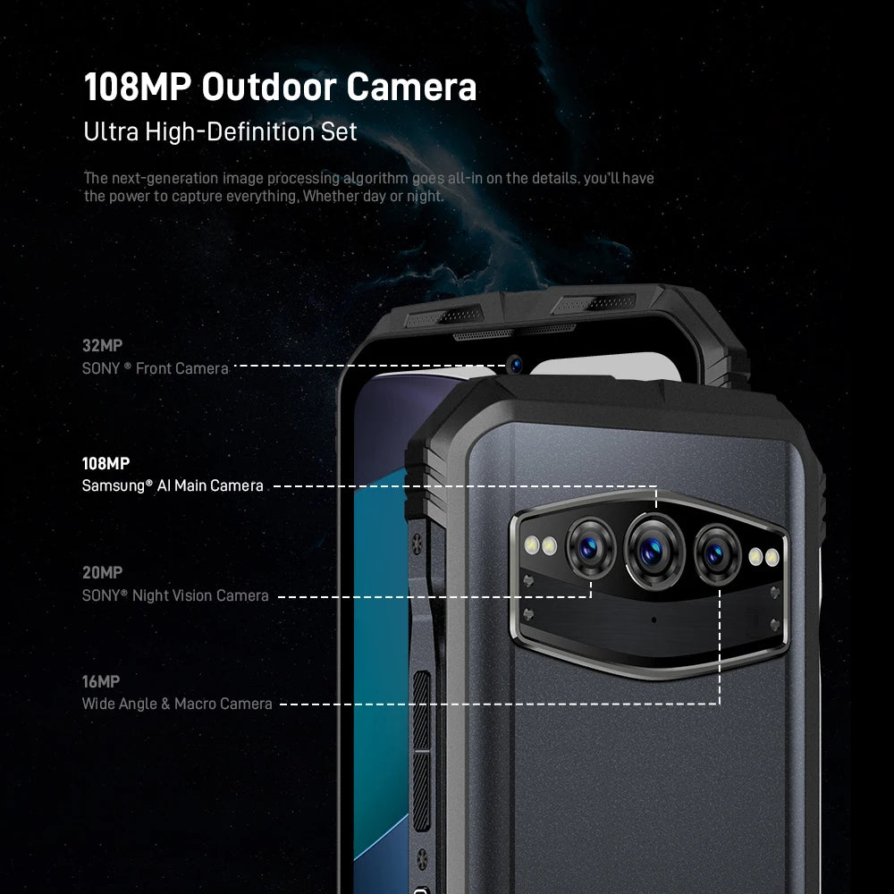 DOOGEE V30T Dimensity 1080 6nm Smartphone 12GB 256GB 5G Android 12 Cellphones 10800mAh 108MP 120Hz Wifi 6 NFC Mobile Phone