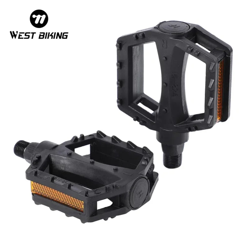 WEST BIKING Kids Bicycle Pedals Ultralight Anti-Slip ABS Safety Warning Reflective Children Cycling 9/16 1/2 Kids Bike Pedals