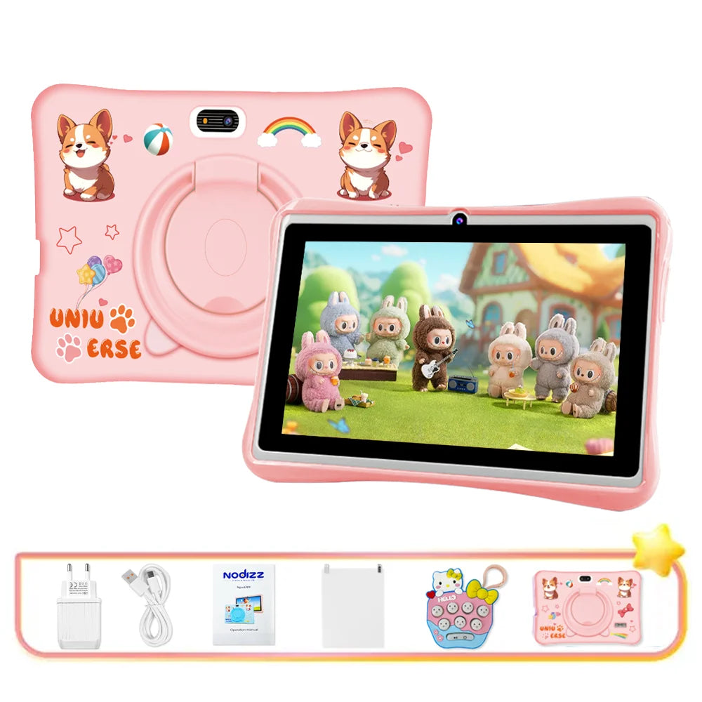 New 5G WIFI 7-inch Children's Tablet 4GB+128GB Quad Core Dual Cameras Kids-Proof protective Case Tablets Android 14 Kids Tablet