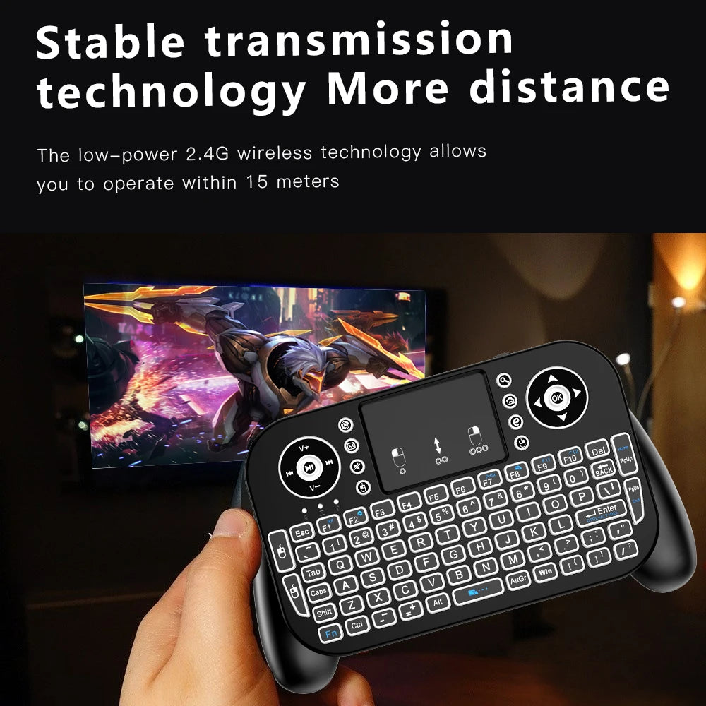 Portable Mini Wireless Keyboard V8 7 Backlit 2.4G Bluetooth Touchpad Air Mouse Remote Control for Android TV Box