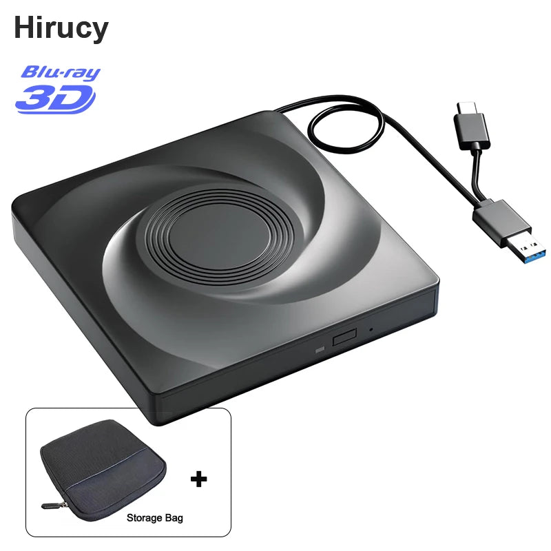 External Blu-ray Drive for Laptop PC Windows 11 10 Mac BD/CD/DVD -/+RW Optical Drives with Storage Bag DVD Burner Player Reader