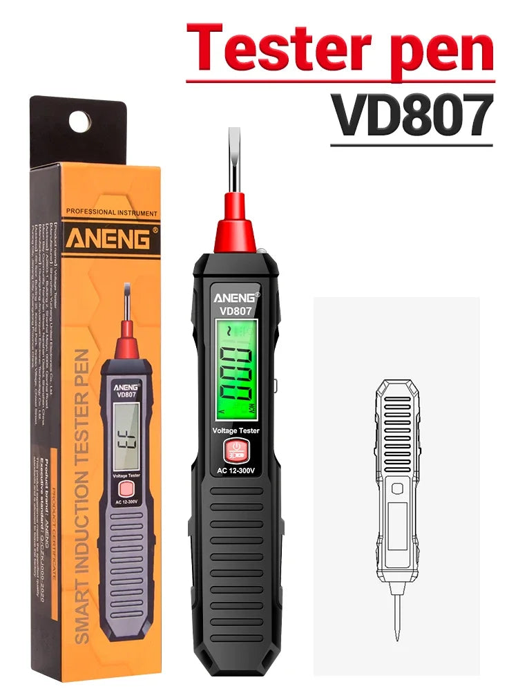Digital Voltage Tester Pen ANENG VD807 Detectors 24-300V AC voltage Non-contact Induction NCV Zero live wire test Tools