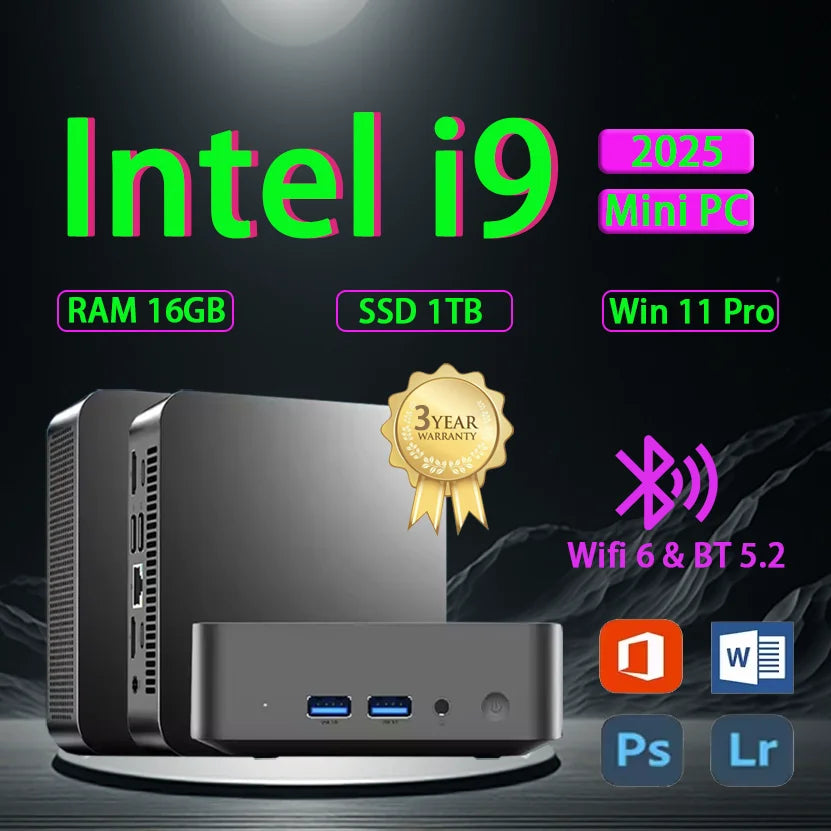 Mini PC Windows 11 Pro Intel Core i9 8950HK 16GB DDR4 1TB SSD PC Gamer Computer Dual WIFI 6 BT5.2 4K HD Mini Gaming Pc Desktop