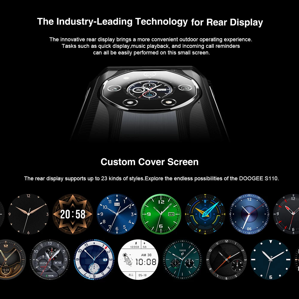 DOOGEE S110 12GB 256GB Smartphone Helio G99 Mobile Phone 6.58” FHD 120Hz Screen 10800mAh 66W Fast Charging Android 13 Cellphone