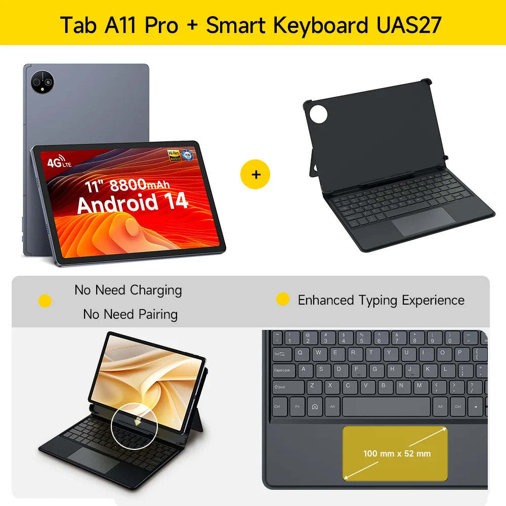 Ulefone Tab A11 Pro Tablet  16GB RAM (8+8) 128GB/256GB ROM 11‘’ MTK Helio G99 Android 14 8800mAh 4G Tablet