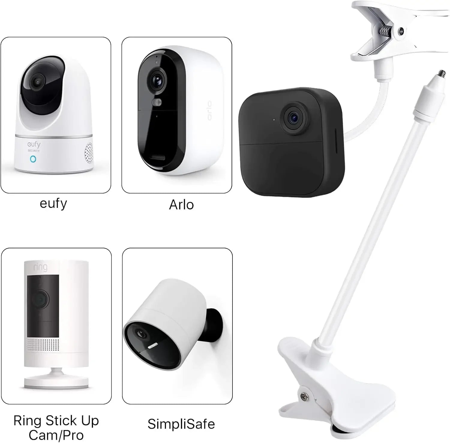 No Punch Portable Clip Mount Webcam Stand For Baby Bed Monitor Camera Holder Home Flexible Twist Mounting Kit Attaches to Crib