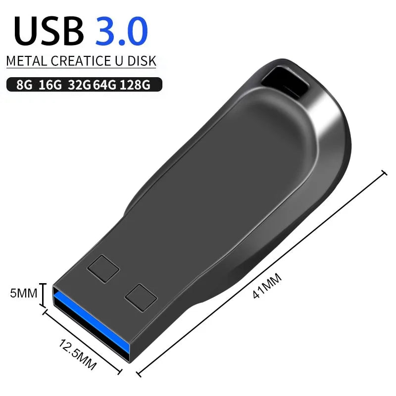 High-Speed Metal Rod USB Flash Drive 3.0 Durable Data Storage Stick Pen U Disk Multiple Capacities 128GB 64GB 32GB 16GB 8GB