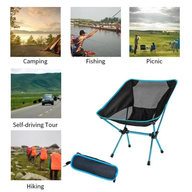 Outdoor Portable Folding Chair Beach Chairs for BBQ Travel Beach Hiking Picnic Seat Easy to Carry Convenient