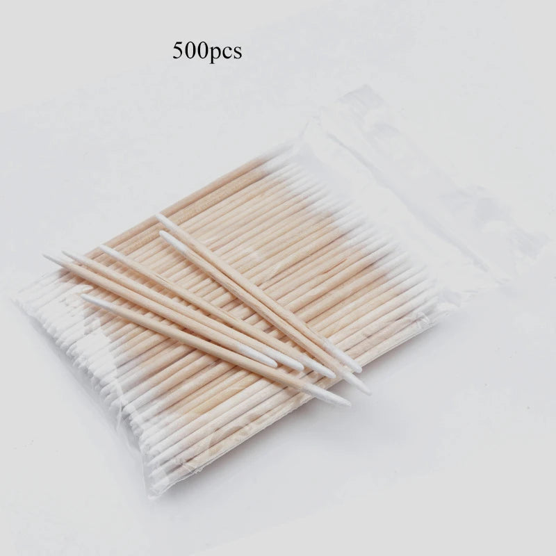 300/500pcs Double Head Cotton Swab Medical Wood Sticks Nose Ears Clean Applicator Microbrush Beauty Cotton Buds Makeup Tool