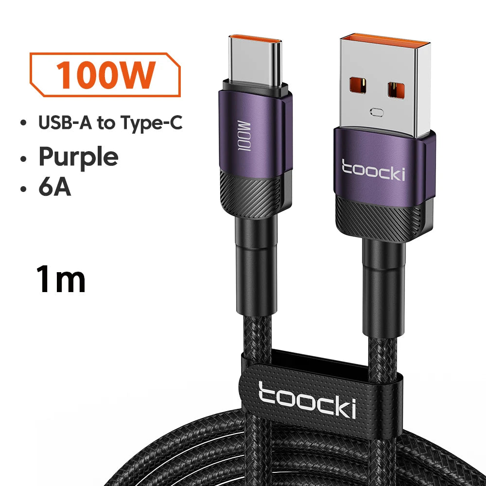 PD 100W Fast Charge 1m/2m/3m USB to Type C Cable Quick Charging Data Cord for Huawei Xiaomi
