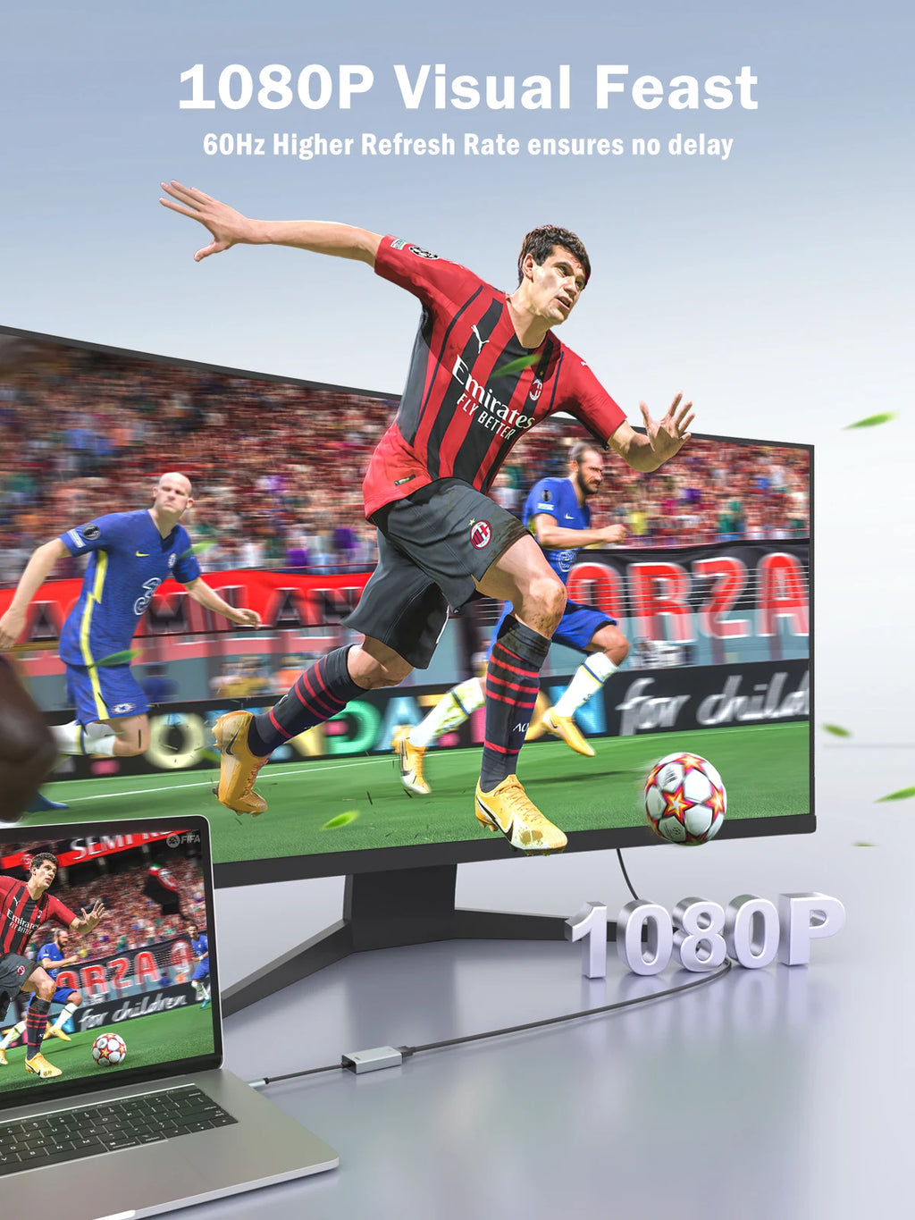 Lemorele USB to HDMI Adapter Compatible Converter 1080P Multiple Displays for Windows macOS Laptops, Monitors, TVs, Projectors