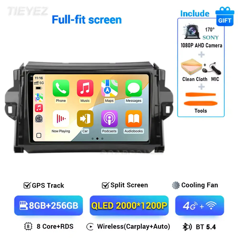 Car Android For Toyota Fortuner 2 SW4 2015-2022 Auto Radio Video Multimedia Player GPS Navigation In-cell QLED Screen 4G 2DIN