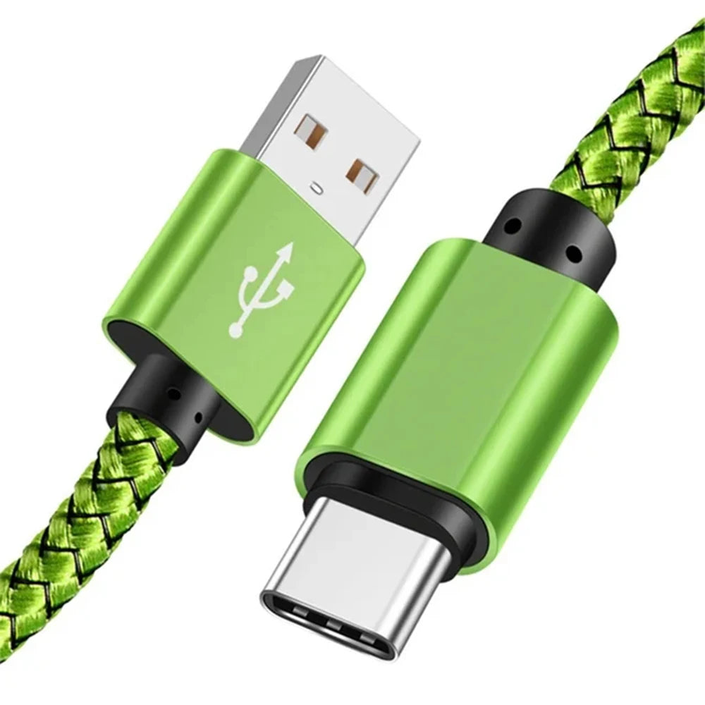 Nylon Data Cable Fast Charger USB A to Type C Charging Cable For Huawei Samsung   Android phone TypeC Charging Device 1M 2M 3M