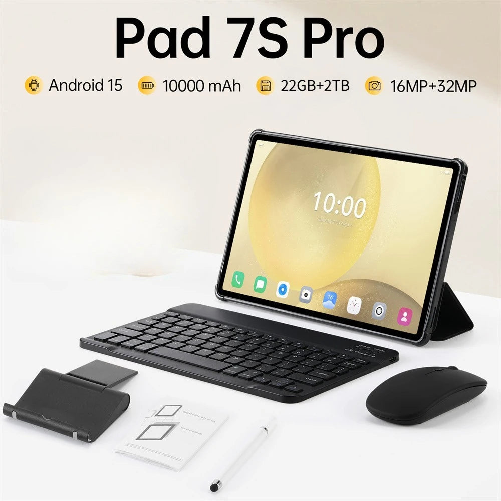 New Pad 7s pro Tablet PC 10000mAh 5G Dual SIM Android 15 Original 22GB+2TB Global Version 10 Inch Kids Tab Tablets With keyboard