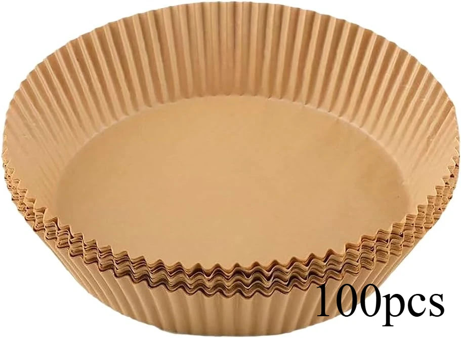 50pcs/set Air Fryer Disposable Paper Parchment Wood Pulp Steamer Cheesecake Air Fryer Accessories Baking Paper For Air Fryer