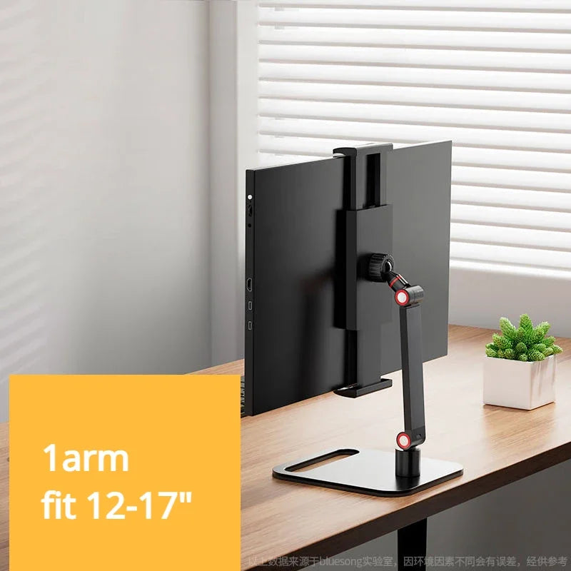 Universal Monitor Stand, Desk Holder for 12-17.3" Displays, VESA Mount, Expandable Base, Vertical Screen Folding