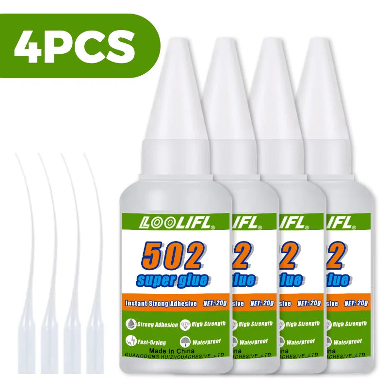 Hot Sell1-2pcs 502 Super Glue Instant Quick-drying Cyanoacrylate Adhesive Leather Rubber Wood Metal Strong Bond Liquid Glue Tool