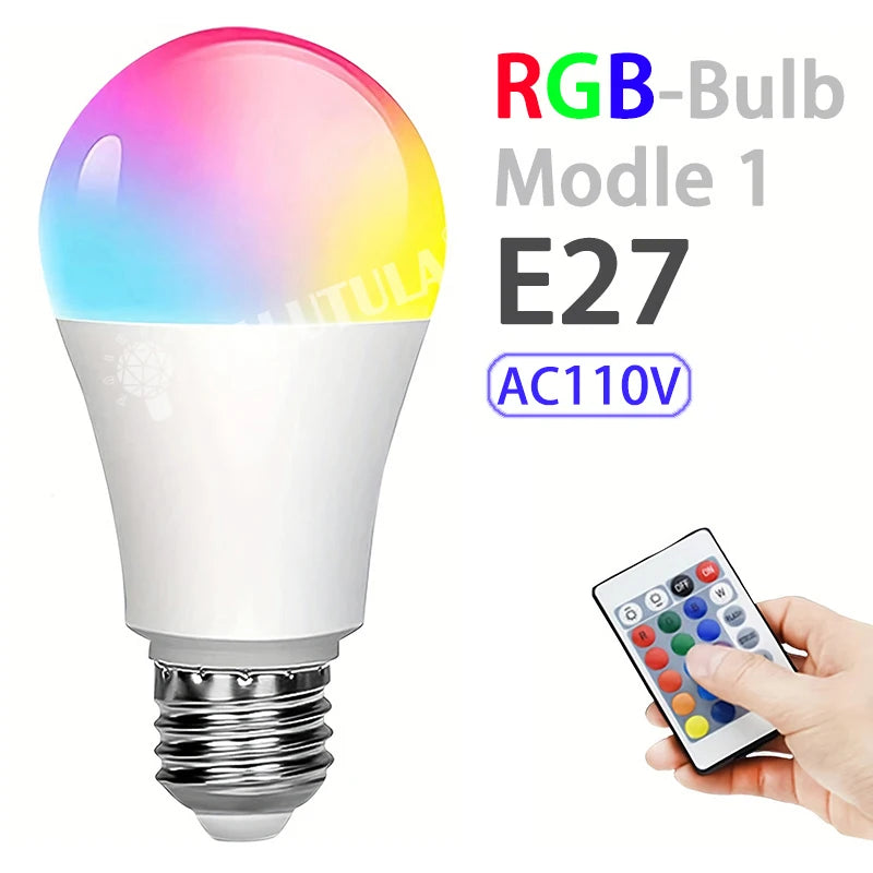 E27 RGB LED Light Bulb White Lamp Spotlight 220V with IR Remote Control Color Changing Multicolor for Bedroom Party Home Decor