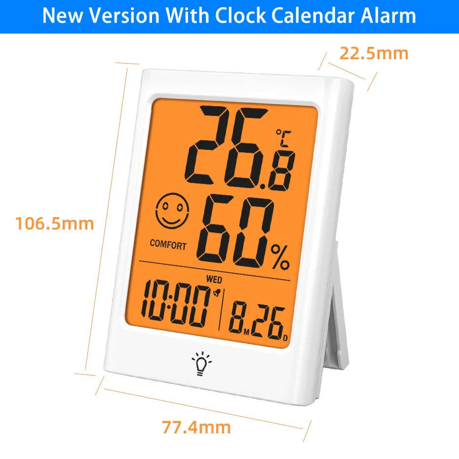 Indoor Digital Temperature Humidity Meter With Stand Magnet Portable House Office Temperature Monitor Thermometer Hygrometer