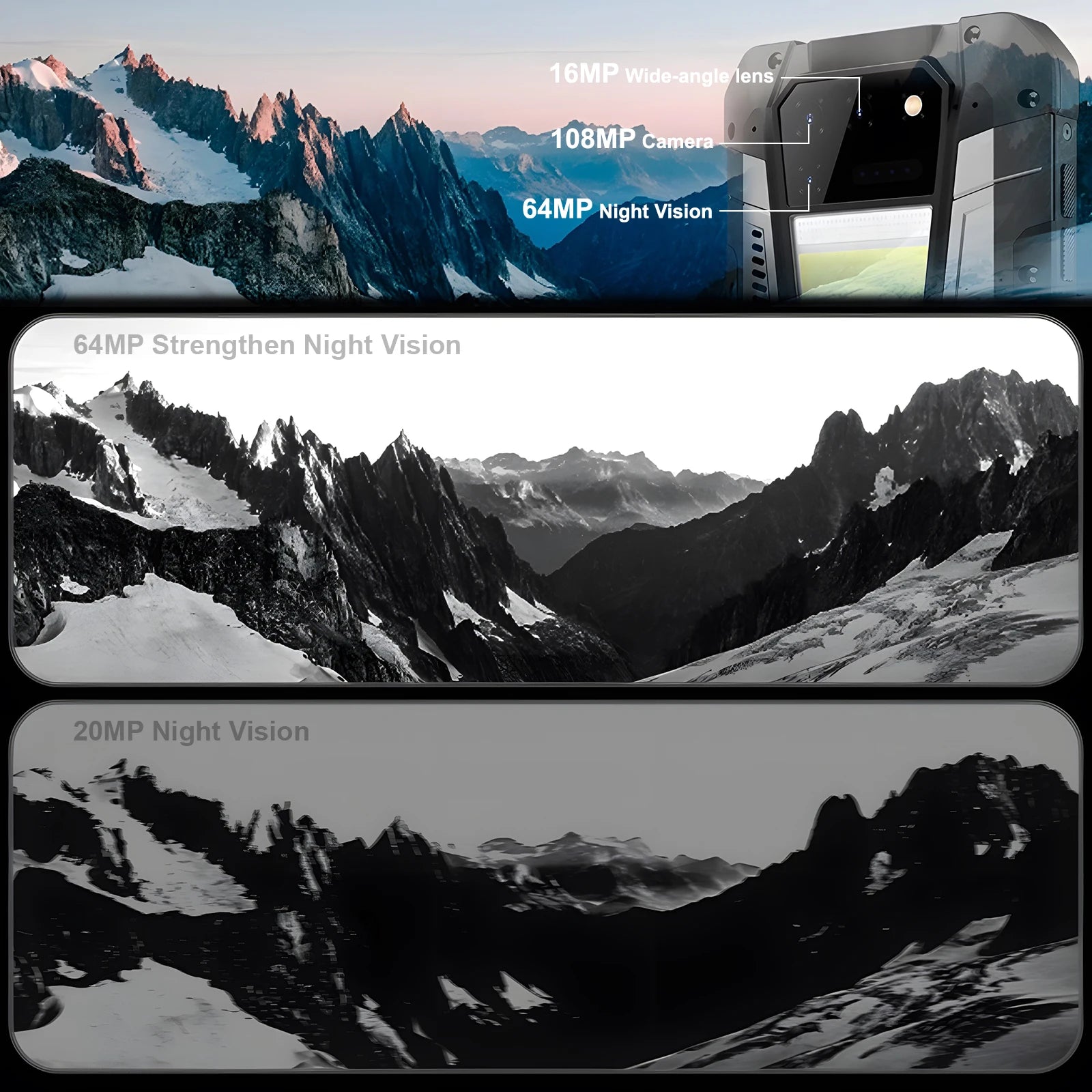 Unihertz 8849 tank 2 powered projector smartphone 22GB 256GB camping light cellphones 108mp G99 64MP night vision mobile phones