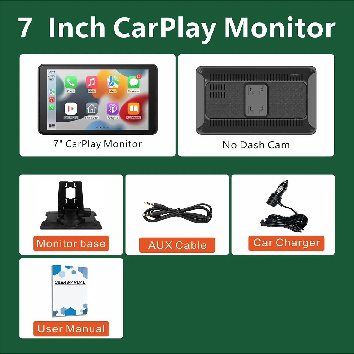 Carplay Screen for Car, 10" Portable Wireless Carplay&Android Auto, ar Stereo Audio Receivers for Car GPS Navigation Mirror Link