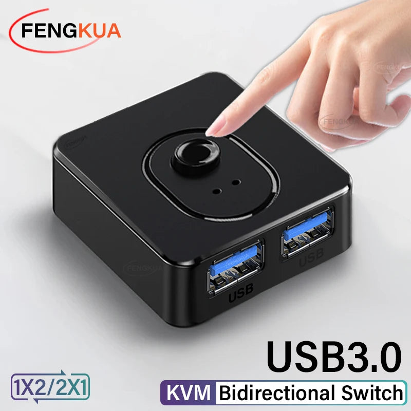 USB 3.0 KVM Switch 1x2/2x1 USB Hub Bidirectional USB2.0 Switcher USB3.0 Extender Shared Controller for PC Keyboard Mouse Printer