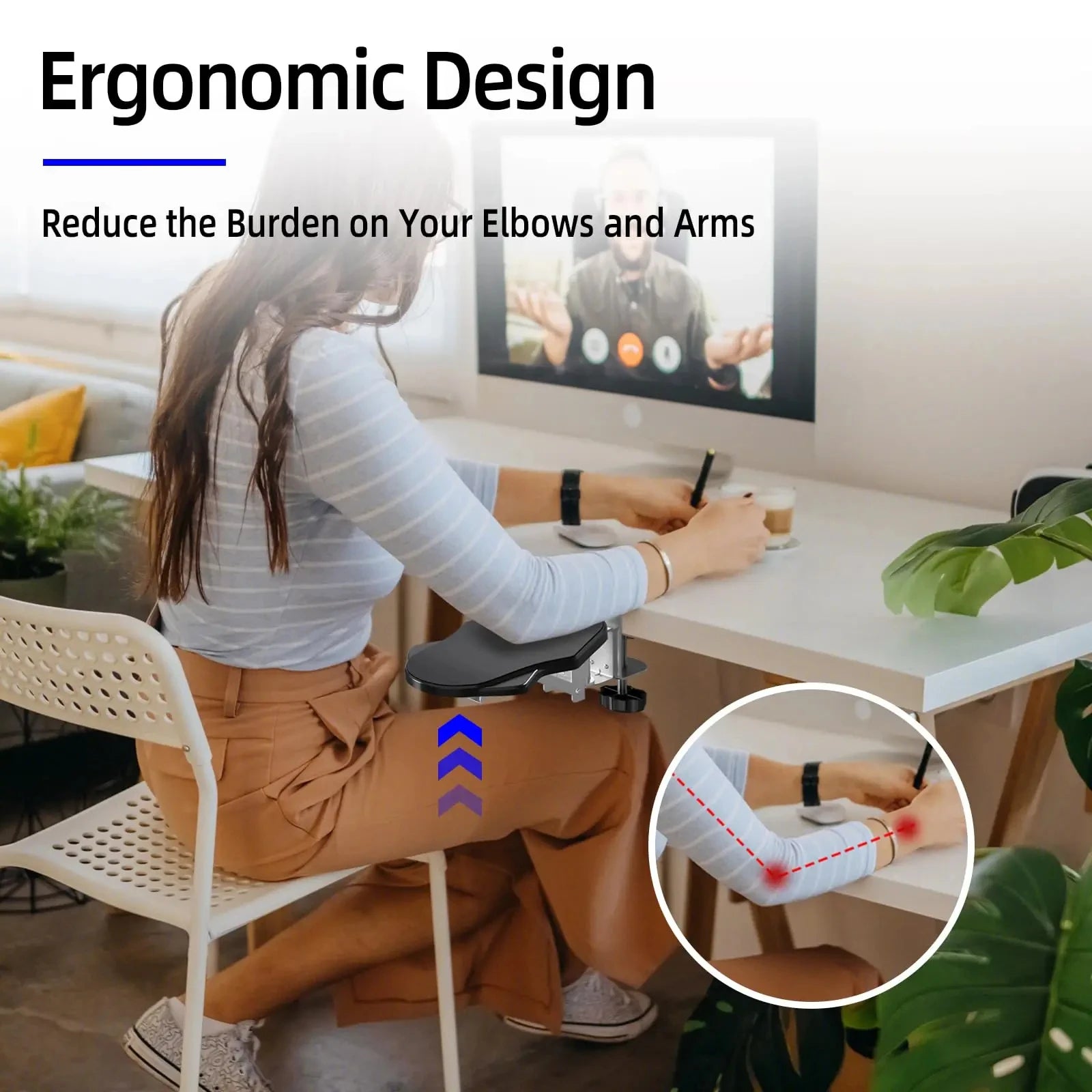 Foldable Ergonomic Computer Desk Arm Rest Pad Wrist Rest Support For Keyboard Armrest Extender Rotating Mouse Pad Holder Rack