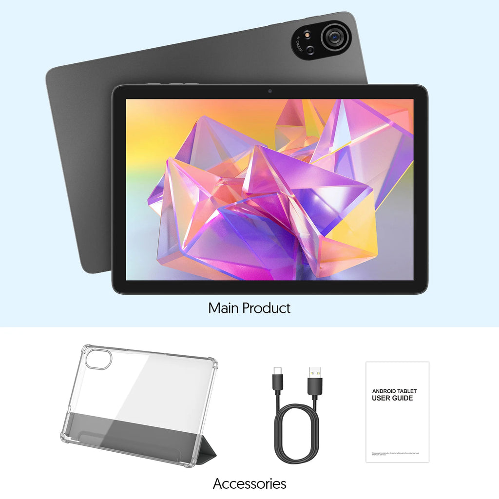 BAKEN 10-inch Android 15 tablet, A333 penta-core processor, 24GB (6GB + 18GB expansion) RAM + 128GB ROM, 5G WiFi, 8000mAh