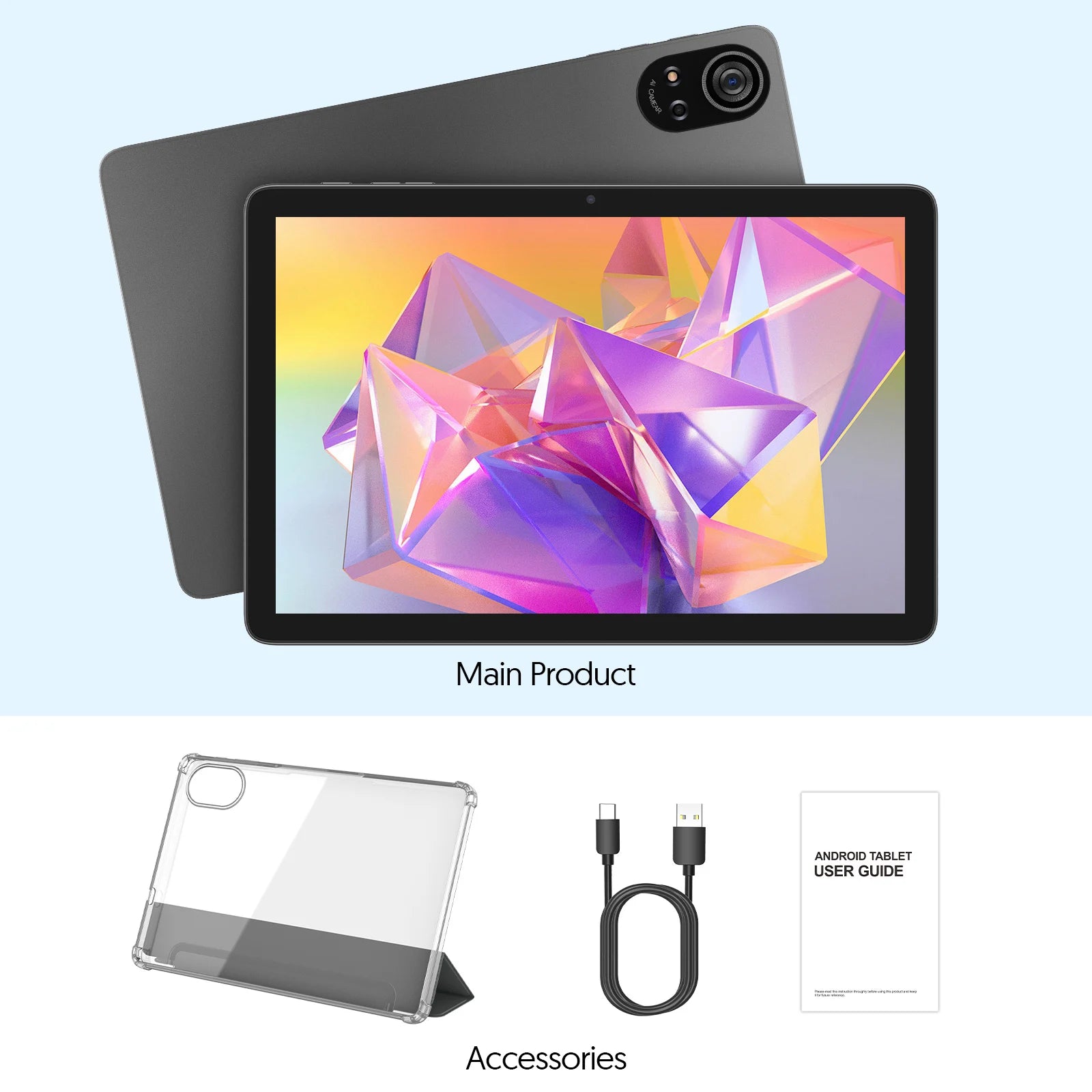 BAKEN 10-inch Android 15 tablet, A333 penta-core processor, 24GB (6GB + 18GB expansion) RAM + 128GB ROM, 5G WiFi, 8000mAh