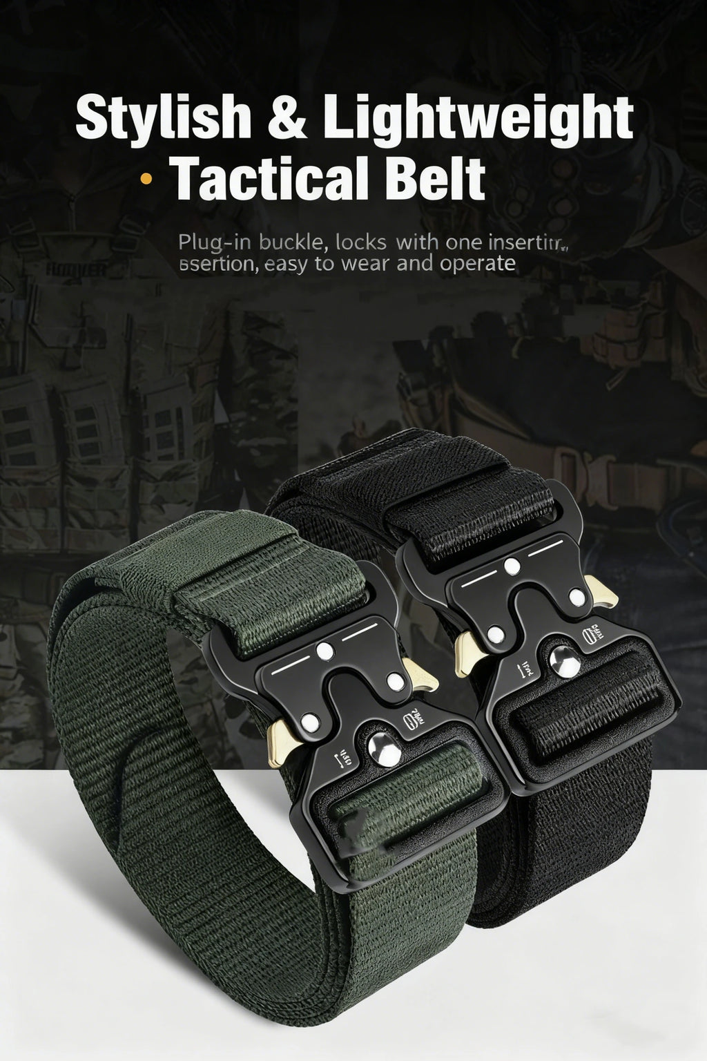 Quick Release Tactical Belt for Men Women Heavy-Duty Soft Nylon Webbing Train Lightweight Outdoor Sport Survival Accessories ﻿ ﻿