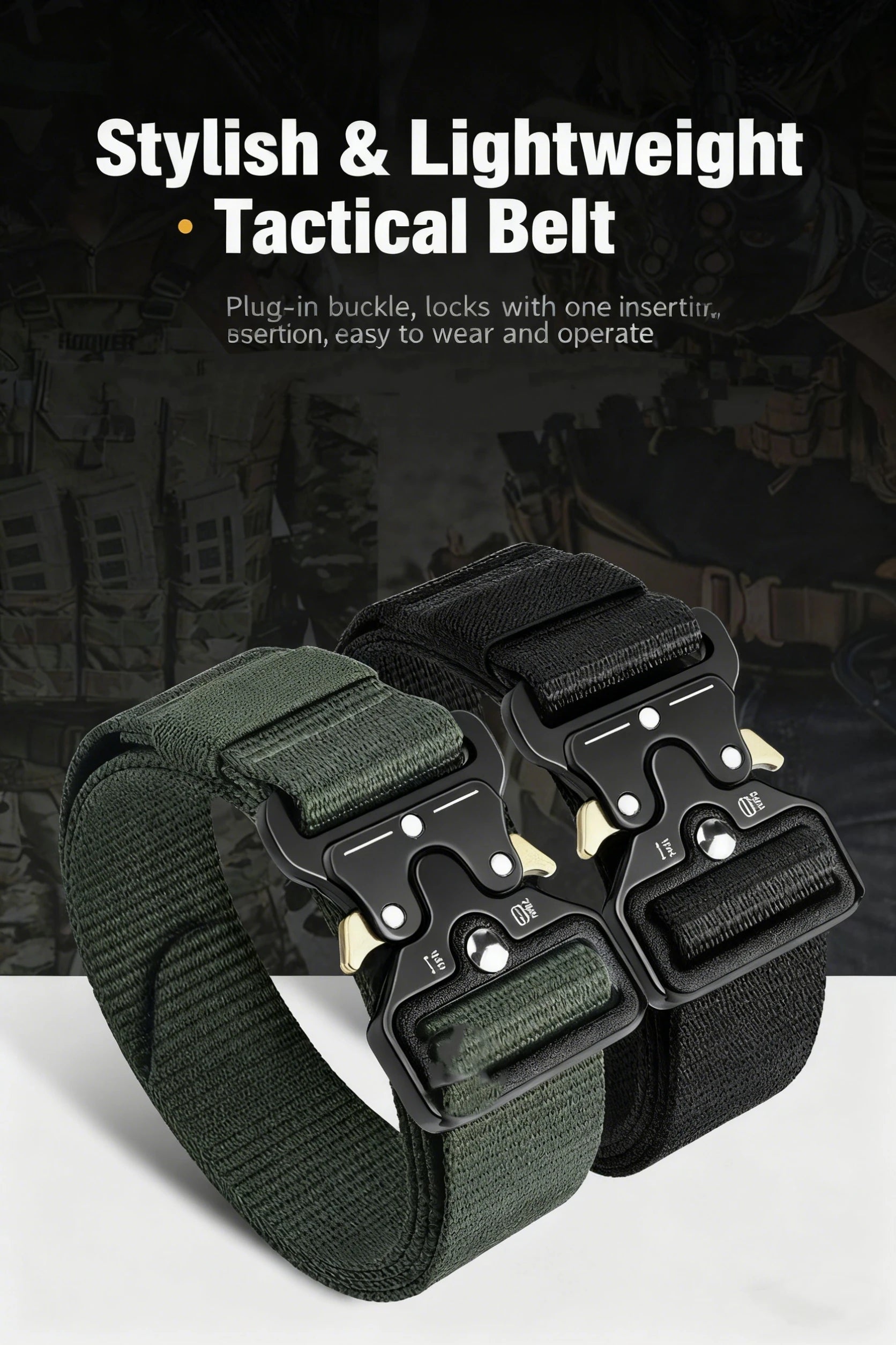 Quick Release Tactical Belt for Men Women Heavy-Duty Soft Nylon Webbing Train Lightweight Outdoor Sport Survival Accessories ﻿ ﻿