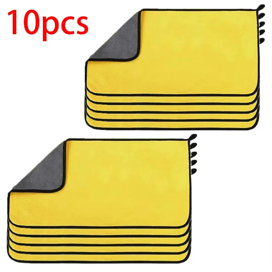 1/2/6pcs Microfiber Cleaning Towel Thicken Soft Drying Cloth Car Body Washing Towels Double Layer Clean Rags Car Accessories