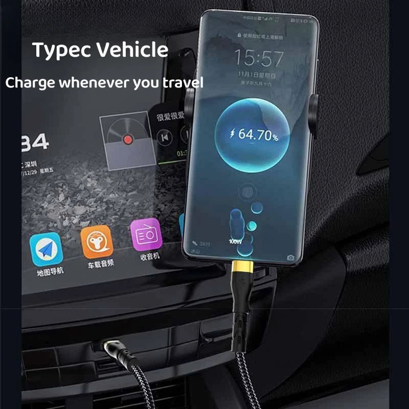 120W 6A PD Type C Fast Charging Cable Type C To Type C Cable For iphone Samsung Xiaomi POCO USB Type C Phones Cable Accessories