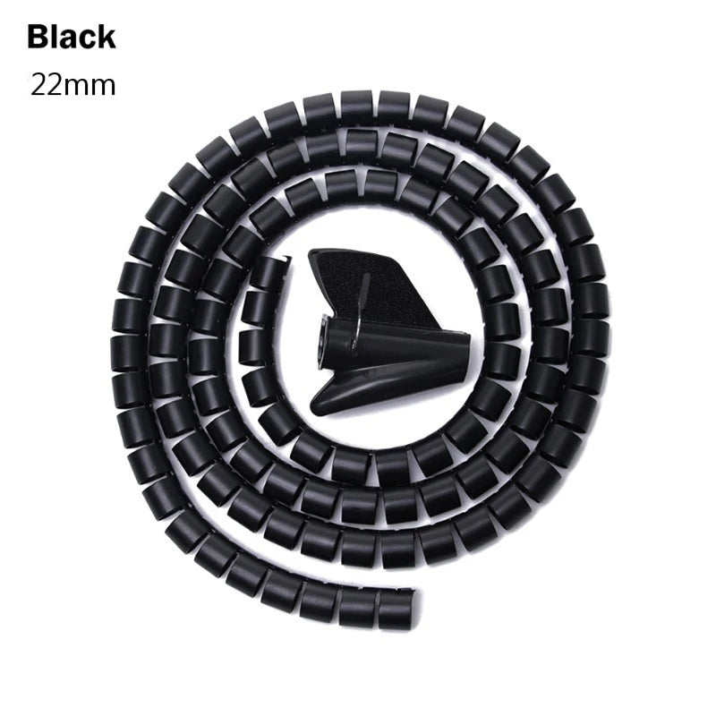 2M Spiral Cable Wire Protector Cable Organizer Computer Cord Protective Tube Clip Organizer Management Tools 10/16/22/28/32mm
