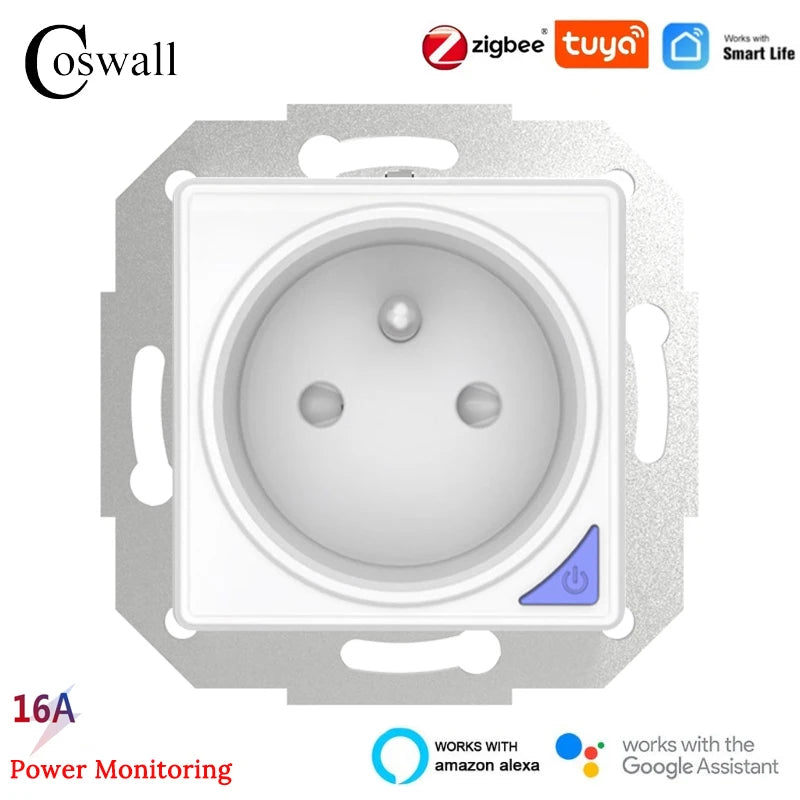 COSWALL DIY Module WIFI / Zigbee Smart EU Wall Socket With PD 20W Type-C & A Dual USB Fast Charger With Power Monitoring Alice