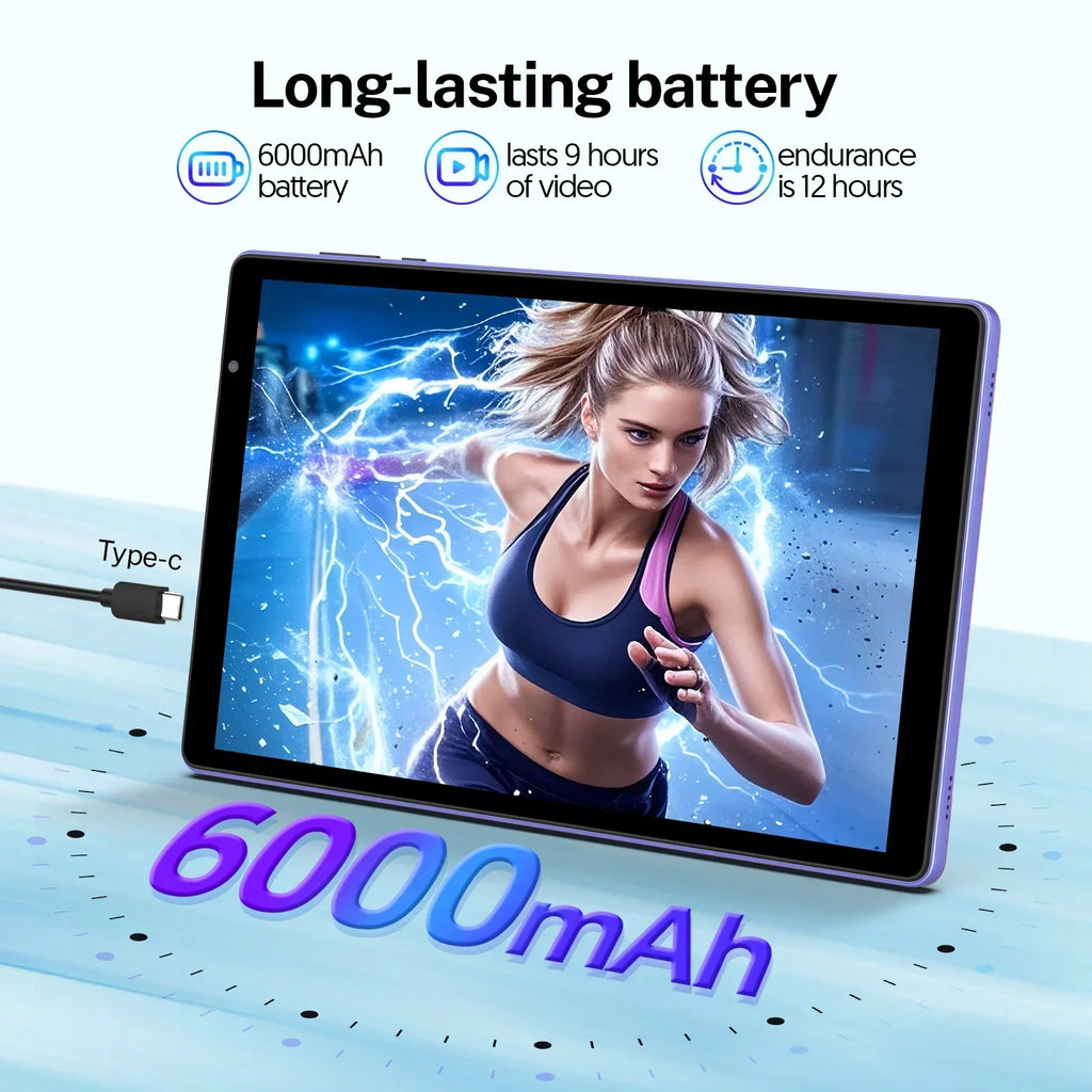 Latest Android 14 Tablet, 10-inch Tablet, Quad-core Processor, 5G WiFi, 4GB ROM + 32GB RAM, 1280*800 Resolution, 8000mAh Battery