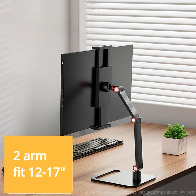 Universal Monitor Stand, Desk Holder for 12-17.3" Displays, VESA Mount, Expandable Base, Vertical Screen Folding