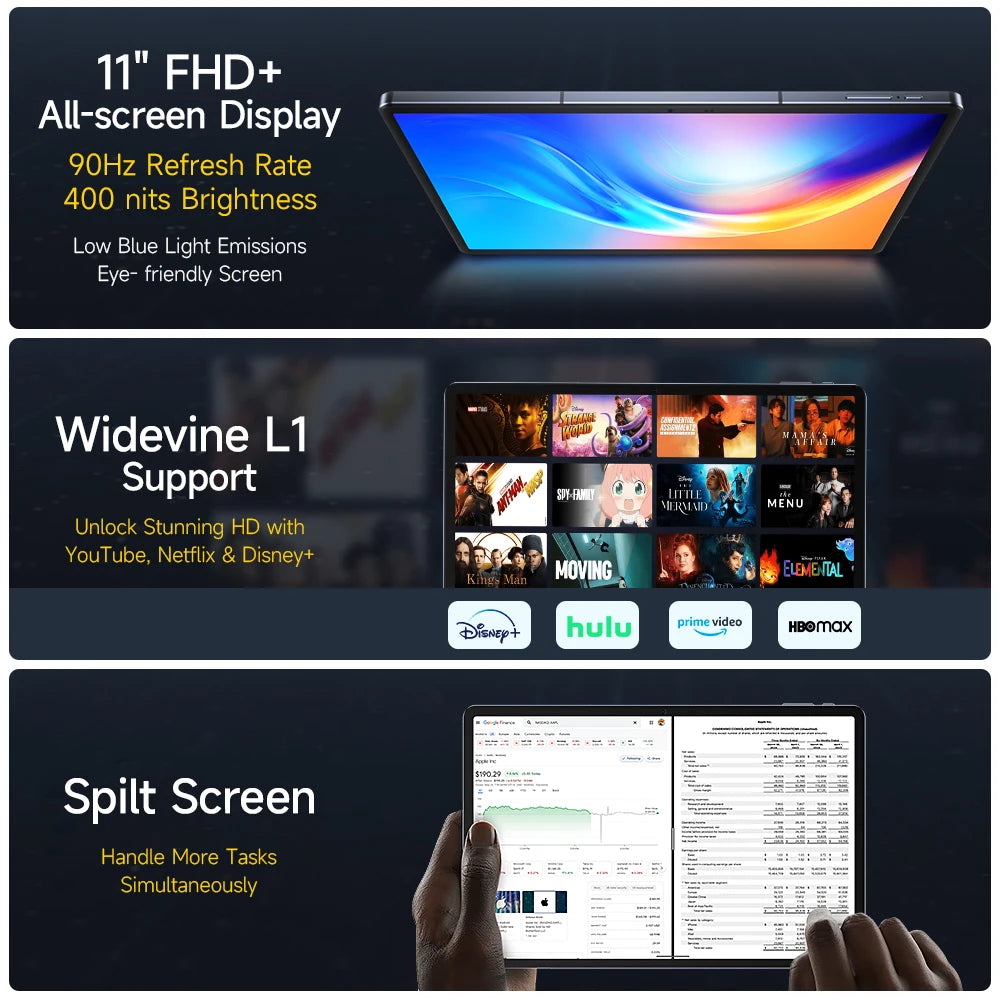 Ulefone Tab A11 Pro Tablet  16GB RAM (8+8) 128GB/256GB ROM 11‘’ MTK Helio G99 Android 14 8800mAh 4G Tablet