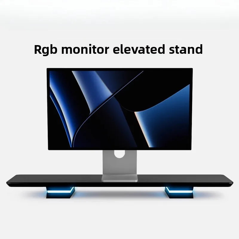 RGB LED Monitor Riser for Gaming Desk, Desktop Screen Elevation Stand, Laptop Holder, Multi-Layer Organizer,  Desk Accessory