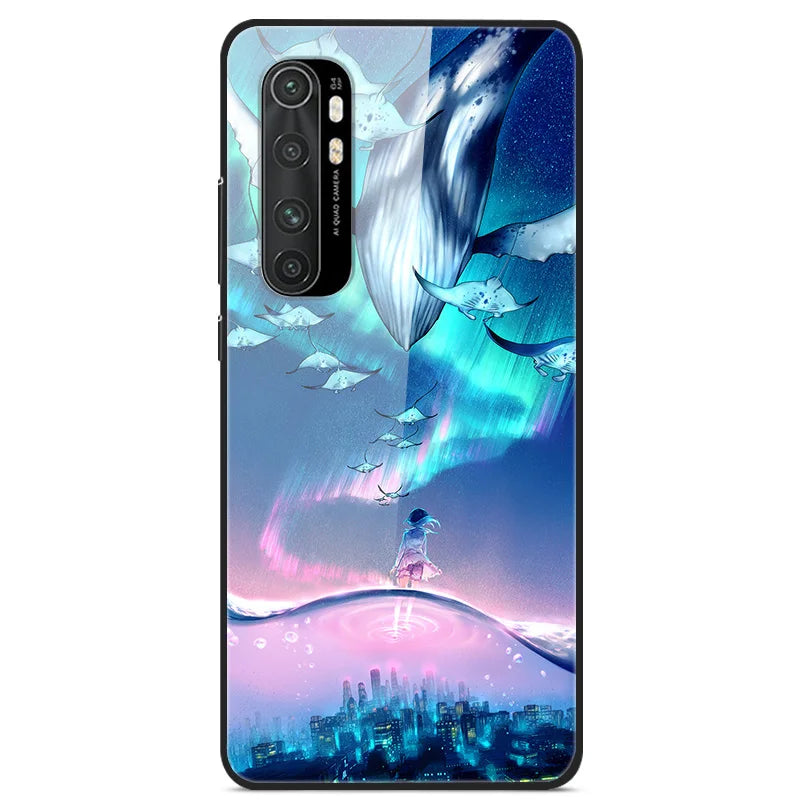 For Xiaomi Mi Note 10 Lite RU 6 GB 128 GB Case Tempered Glass Hard Back Cover For Xiaomi Mi Note 10 Lite Case Note10 Lite Fundas