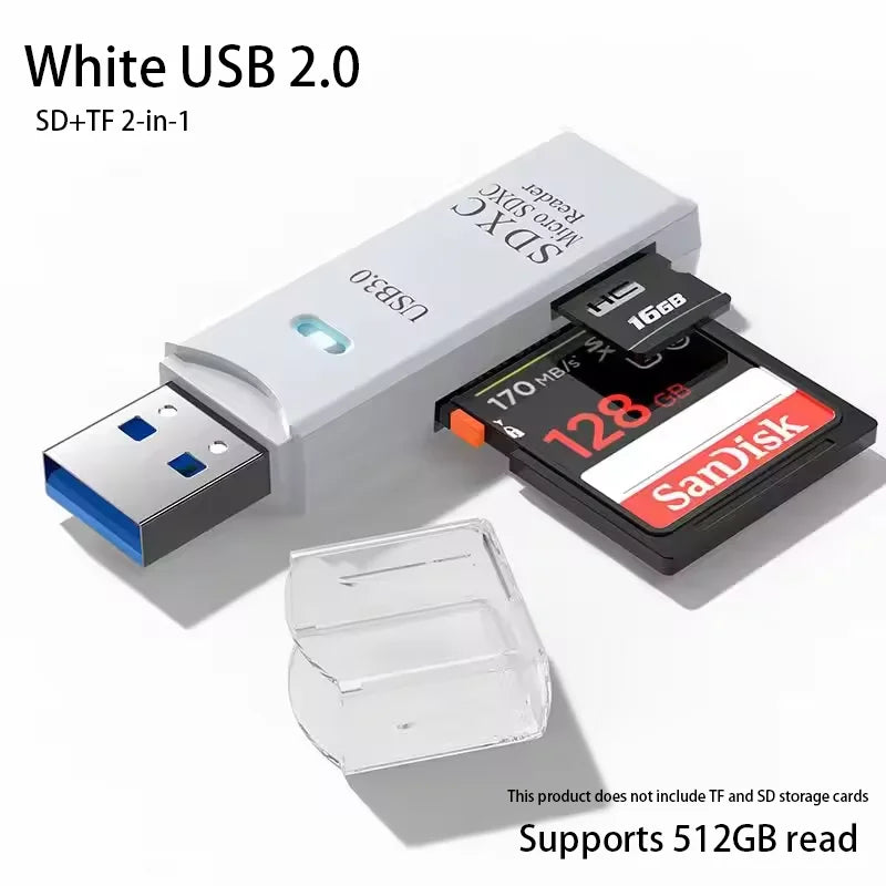 2 IN 1 USB 3.0 /USB 2.0 Card Reader SD TF Card Memory Card Reader High Speed Smart Card reader Adapter For PC Laptop Accessories