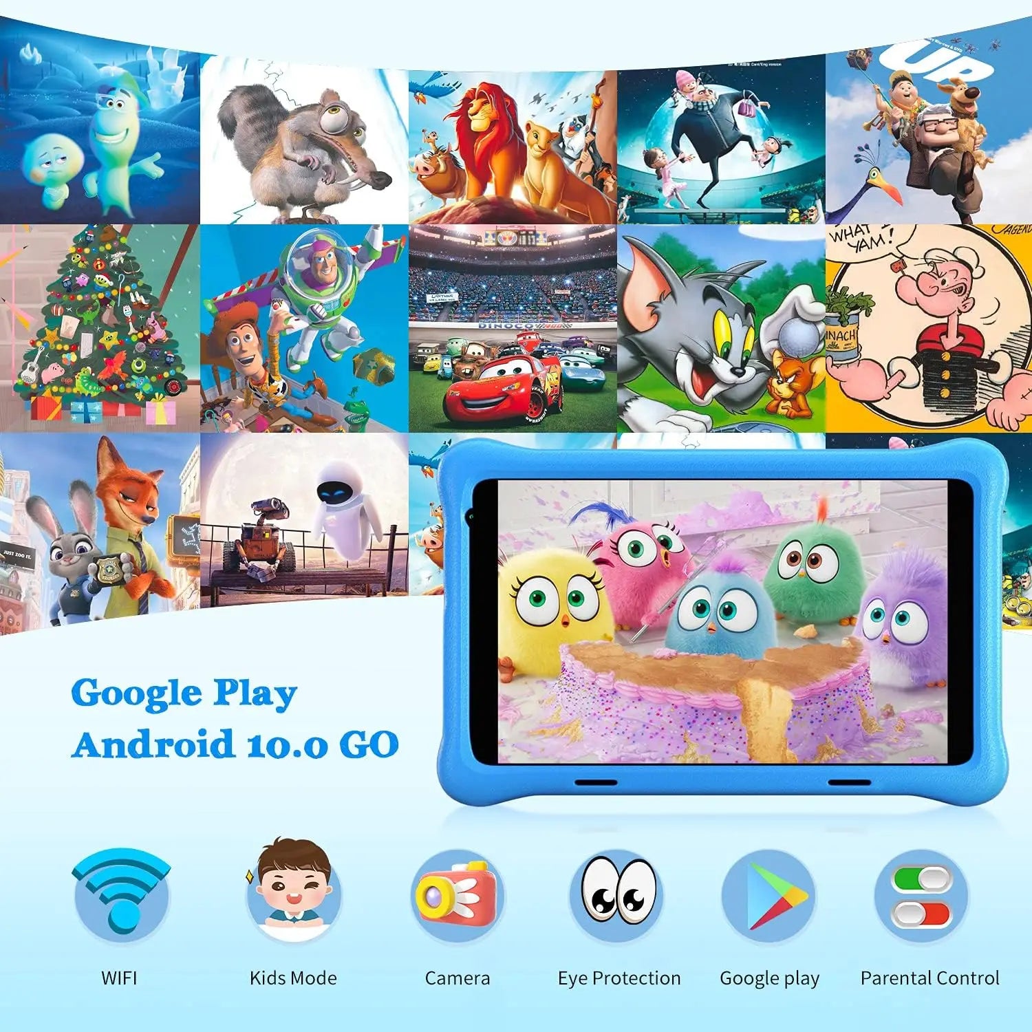 TK801 Kids Tablet 8 Inch 2GB RAM 32GB ROM with Expandable 128GB Slot Eye Protection Child-Friendly Software And Games Preloaded
