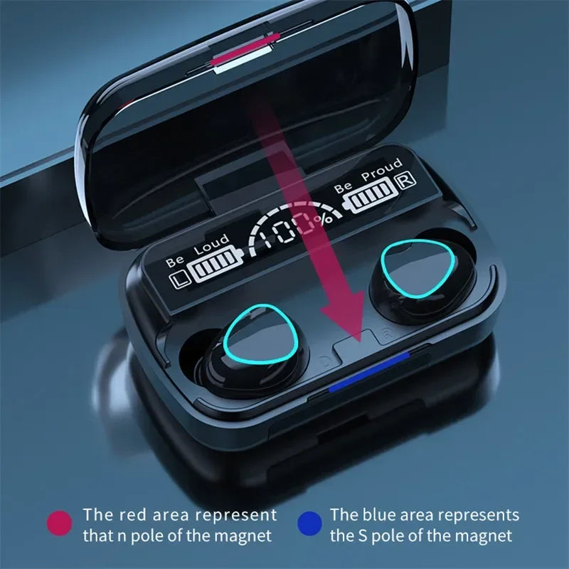 M10 TWS Wireless Earbuds: Sports Waterproof Design, Bluetooth Connection, 9D Stereo Sound + Charging Box & Microphone