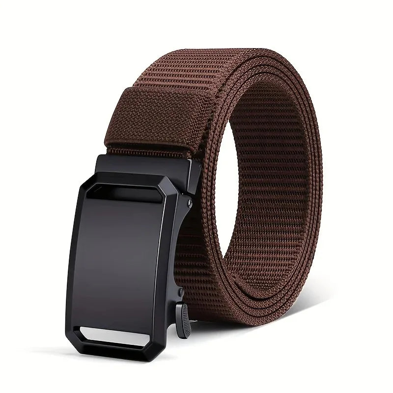 New Business Leisure Style Men's  Automatic Buckle Canvas Belt Durable Quick-Release Belt Outdoor Workwear Waist Belt ﻿