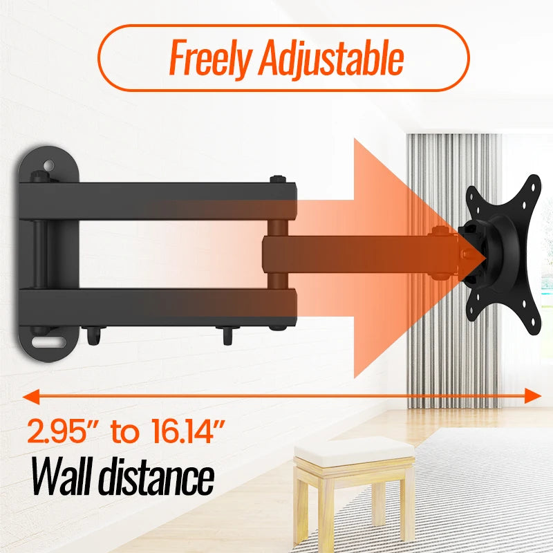 20° tiltable TV Wall Mount Bracket 360° Rotated Holder Universal TV Mounts for 14-24'' Computer Monitor Stand Monitor Flat Panel
