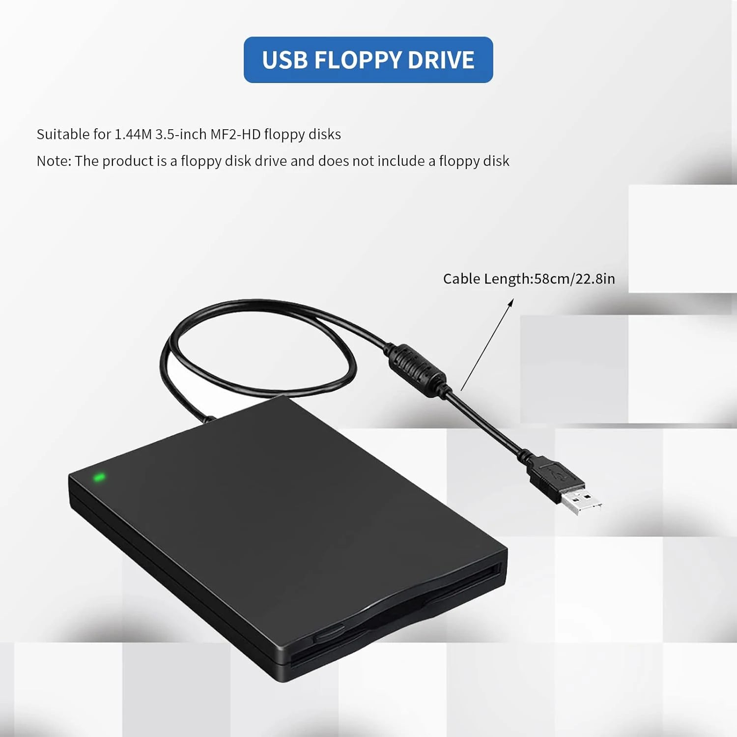 LJIAL USB Floppy Disk Reader Drive,3.5" Portable External 1.44MB FDD Diskette Drive for Windows 11/10/8/7/XP/Vista PC Laptop Mac